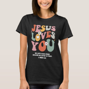 T-shirt Jésus t'aime Bible chrétienne Verse Retro Super