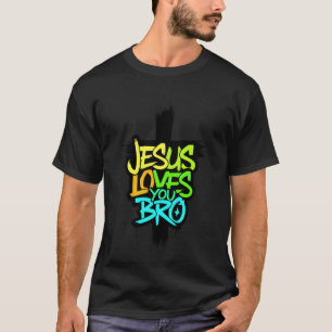 T-shirt Jésus t'aime frère - Graffiti de foi chrétienne po