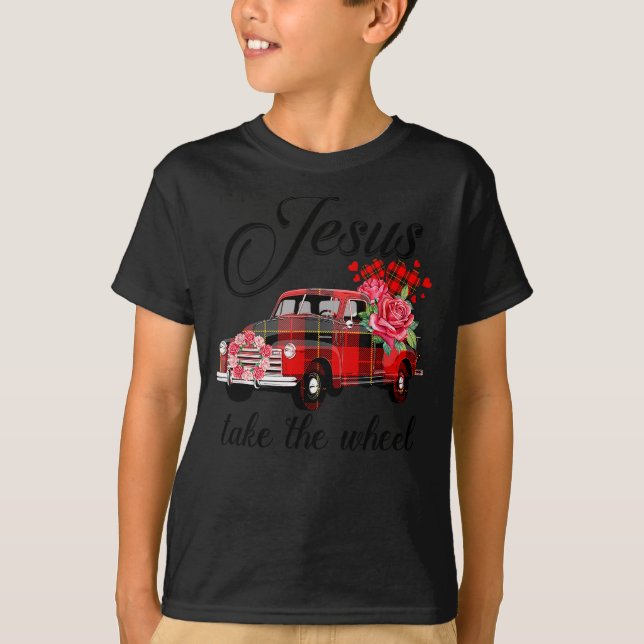 T-shirt Jesus Take The Wheel Red Truck Christmas God Belie (Devant)