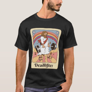 T-shirt Jesus Tarot Card Gym Deadlifts entraînement Retro