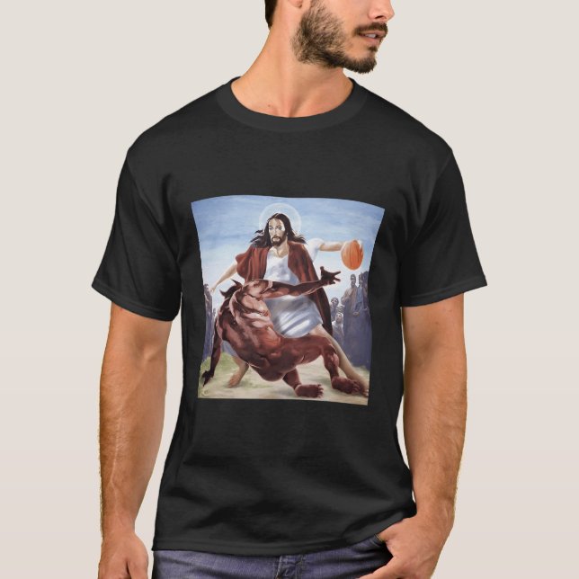 T-shirt Jésus Traversant Le Diable Chrétien (Devant)
