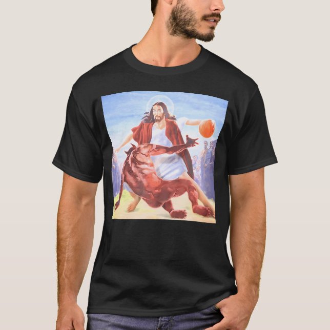 T-shirt Jésus Traversant Le Diable Drôle Chrétien (Devant)