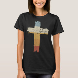 T-shirt Jésus Vintage Imprimer Foi Croix Foi Dieu Eglise R