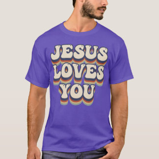 T-shirt Jésus vous aime hippie rétro des années 70