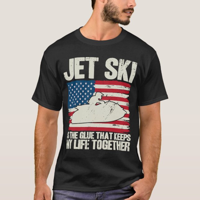 T-shirt Jet Ski Garde Ma Vie Ensemble drapeau Américain (Devant)