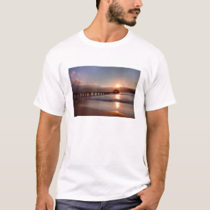 T-shirt Jetée de plage au coucher du soleil, Hawaï