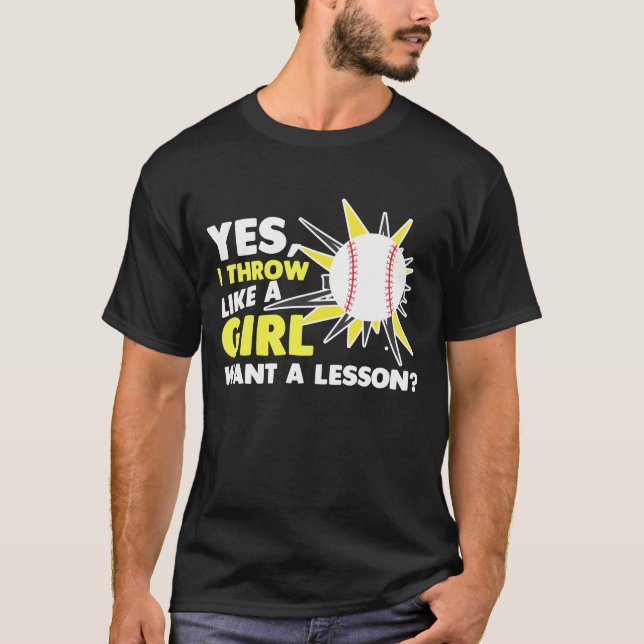 T-shirt Jetez Comme Une Fille De Baseball (Devant)