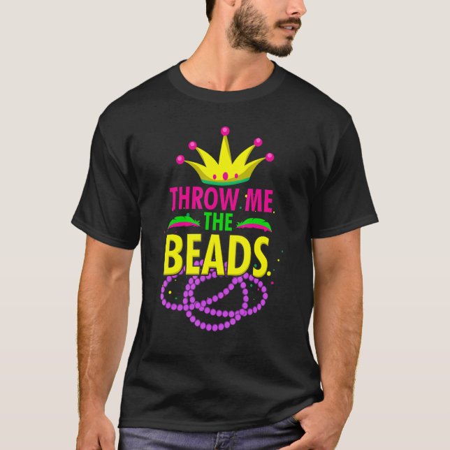 T-shirt Jetez-Moi Les Perles Mardi Gras Fun Perle Party Vo (Devant)