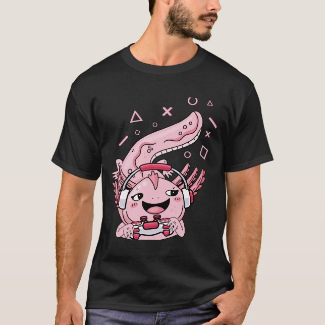 T-shirt Jeu Axolotl Cute Cartoon Axolotl Jouer (Devant)