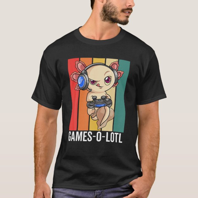 T-shirt Jeu Axolotl Hommes Adultes Enfants Retro Vidéo Vin (Devant)