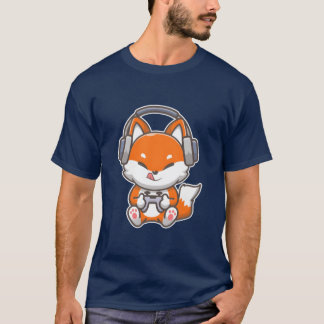 T-shirt Jeu Cute Kawaii Fo avec casque Gamer Vidéo