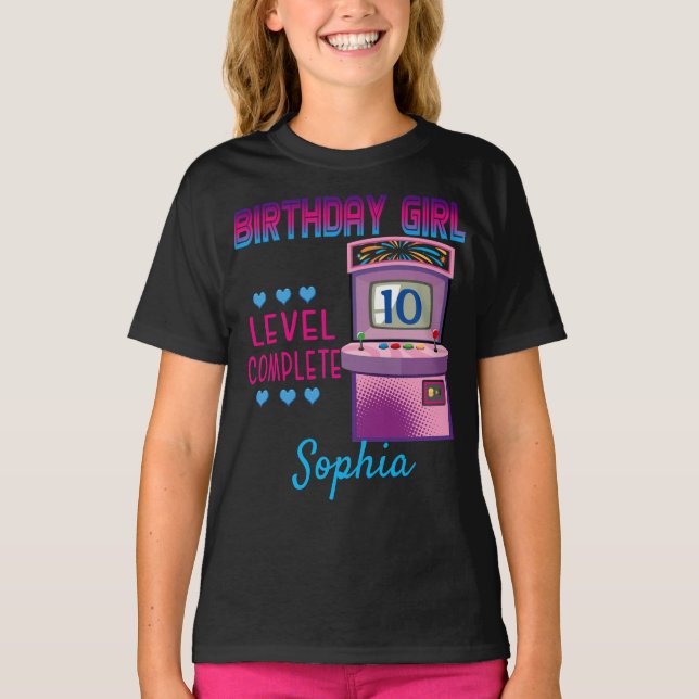 T-shirt Jeu d'Arcade - Fille d'anniversaire (Devant)