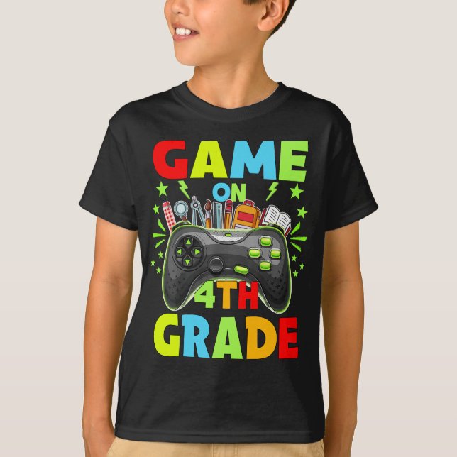 T-shirt Jeu De 4E Année Déverrouillé À L'École  (Devant)