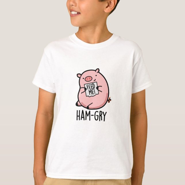 T-shirt Jeu de cochon animal amusant qui a faim de jambon (Devant)