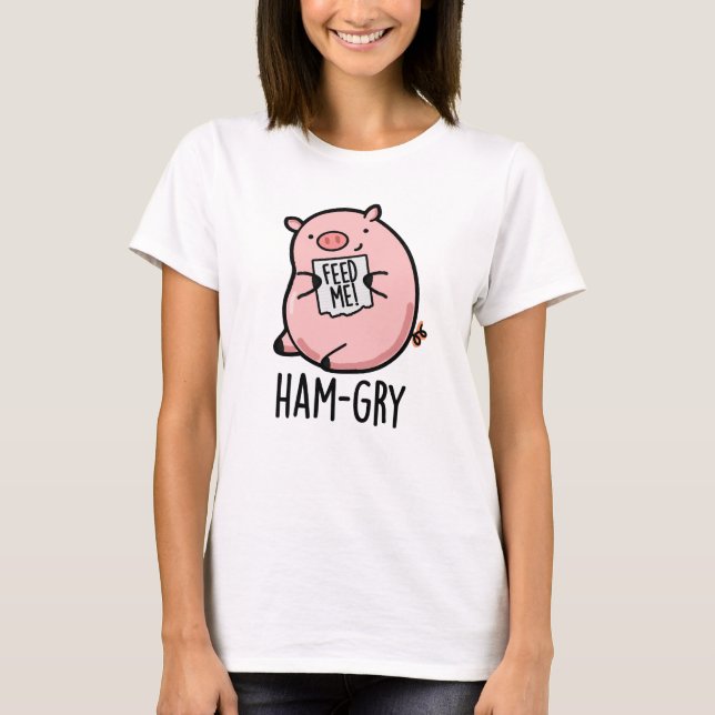 T-shirt Jeu de cochon animal amusant qui a faim de jambon (Devant)