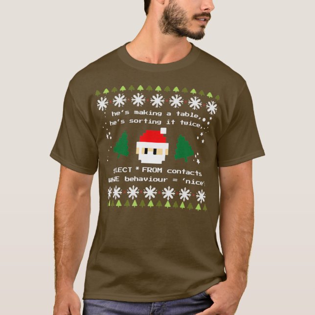 T-shirt Jeu de codes de code de programmation SQL Santa Cl (Devant)