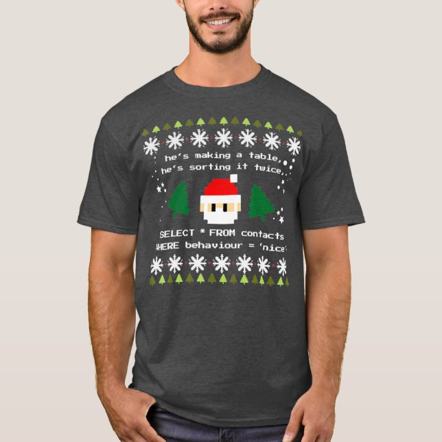 T-shirt Jeu de codes de code de programmation SQL Santa Cl (Devant)