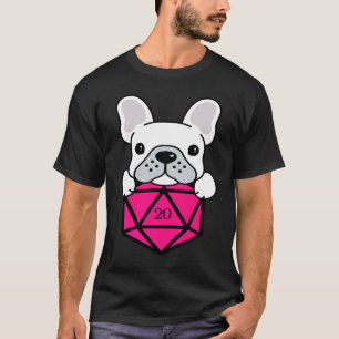 T-shirt Jeu de dés en polyédrique rose D20 pour chien mign