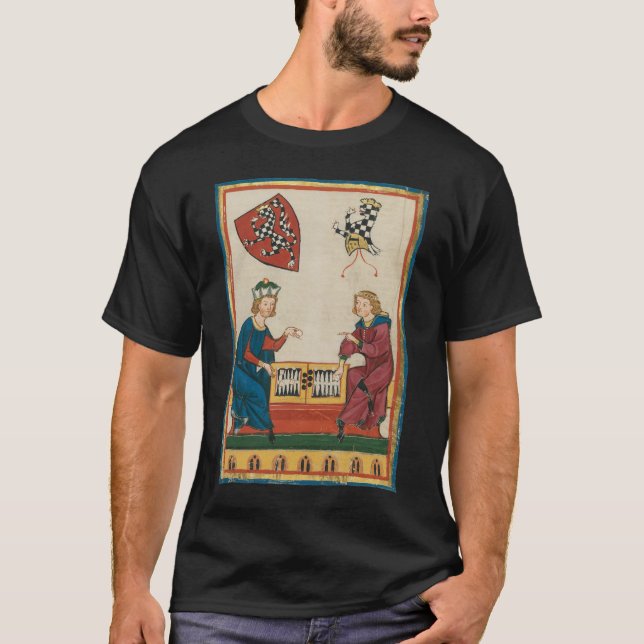T-shirt Jeu de jacquet, Art médiéval du XIVe siècle (Devant)