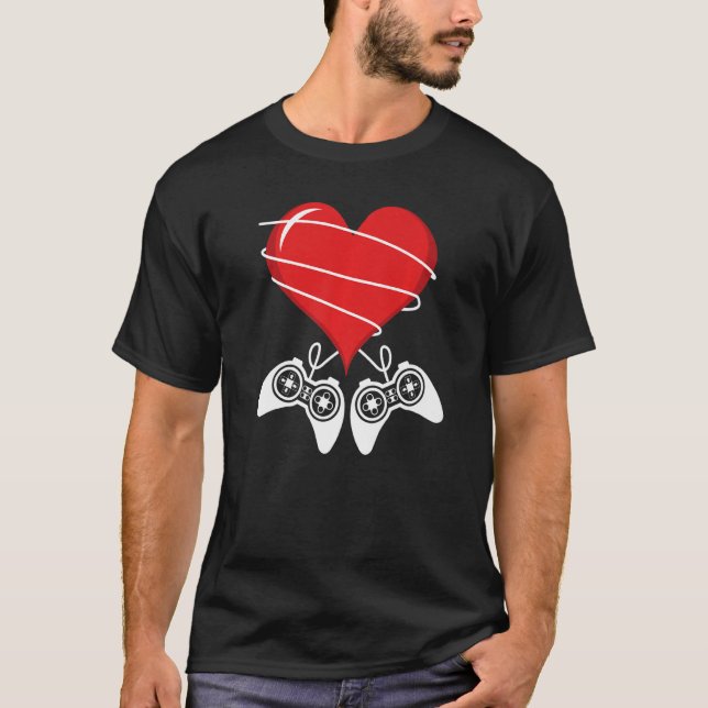 T-shirt Jeu de la Saint Valentin contrôleur de jeu vidéo H (Devant)