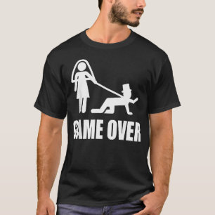 T-shirt Jeu de mariage drôle Game Over Équipe de mariage f