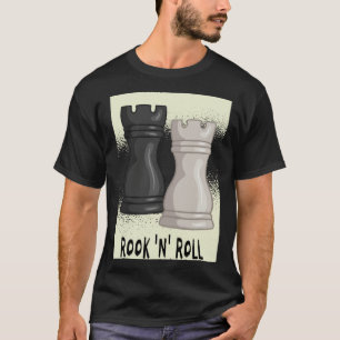 T-shirt Jeu de mots d'échecs Rook and Roll avec pièce d'éc