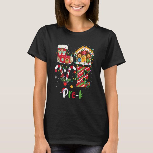 T-shirt Jeu de Noël Amour Pré K Enseignant Noël (Devant)