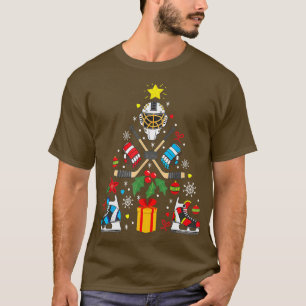 T-shirt Jeu de Noël de hockey sur glace Arbre de Noël Drôl