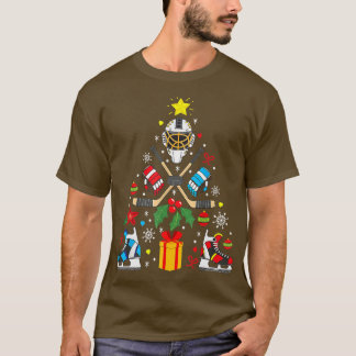 T-shirt Jeu de Noël de hockey sur glace Arbre de Noël Drôl