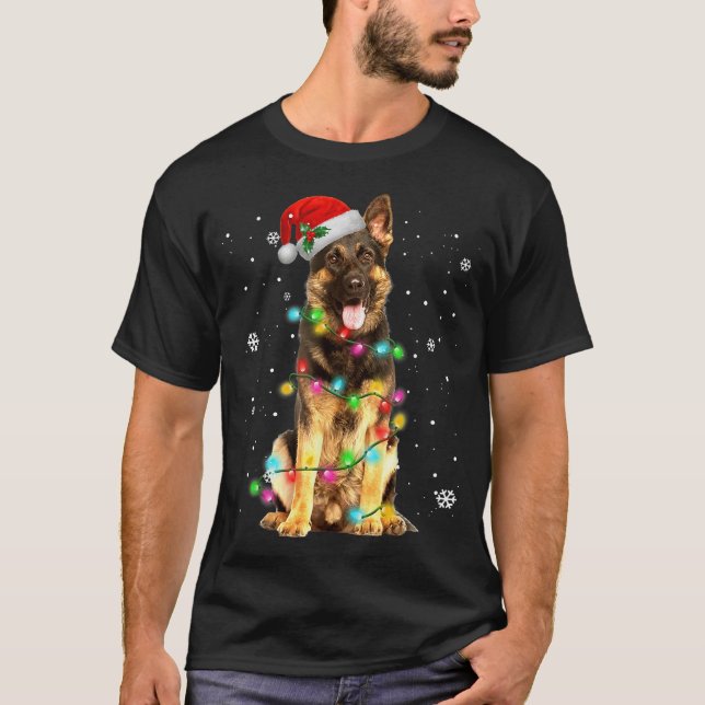 T-shirt Jeu de Noël de l'arbre de berger allemand (Devant)