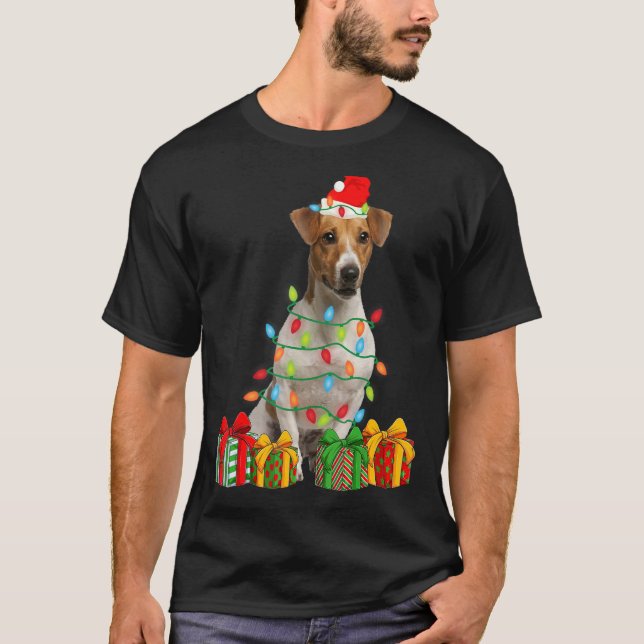 T-shirt Jeu de Noël Jack Russell Terrier Chien Lumières de (Devant)