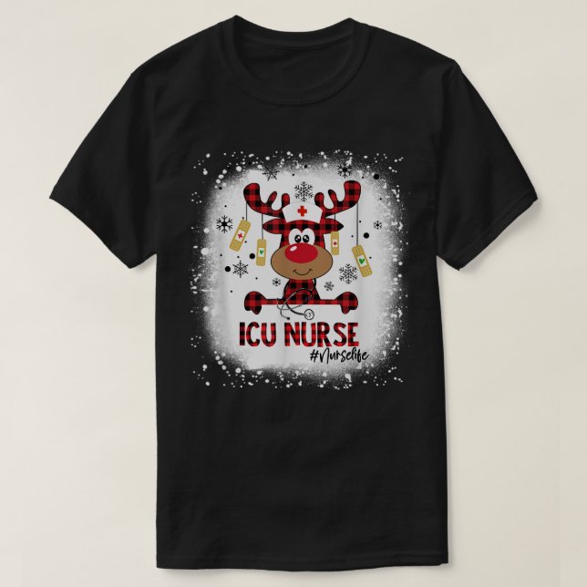 T-shirt Jeu de Noël Joyeux pyjama de Noël Bleached ICU Nur (Design devant)