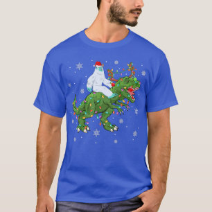 T-shirt Jeu de Noël Père Noël Yeti Riding Dinosaur Tre Chr