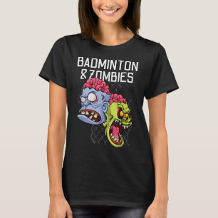 T-shirt Jeu de raquette de badminton drôle avec zombies