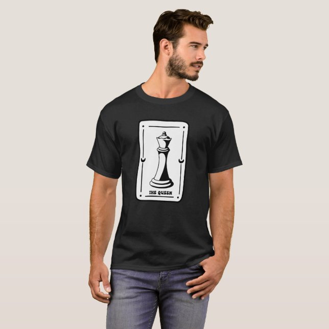 T-shirt Jeu de style carte de tarot rétro pièce d'échecs Q (Devant entier)