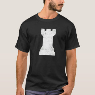 T-shirt Jeu d'échecs en panne Blanc Rocher blanc Couteau d