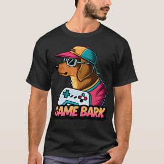 T-shirt Jeu Écorce Chien Joueur Rétro 80 amis