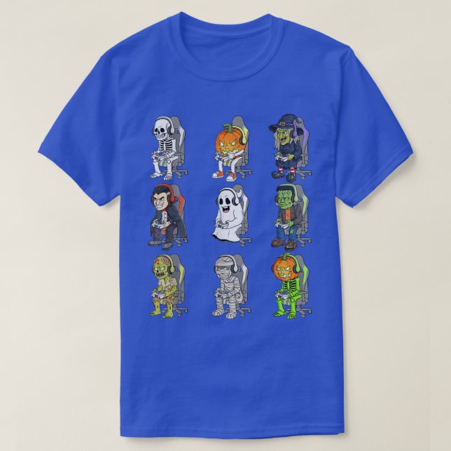 T-shirt Jeu Halloween Zombie Skeleton Vampire Gamer Boy (Design devant)