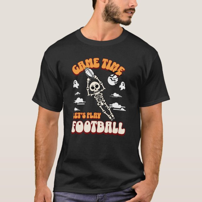 T-shirt Jeu Heure Jouons au football Halloween Drôle (Devant)