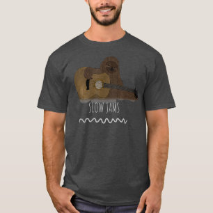 T-shirt Jeu Lent Jeu Sloth Jouer Guitare Distressed