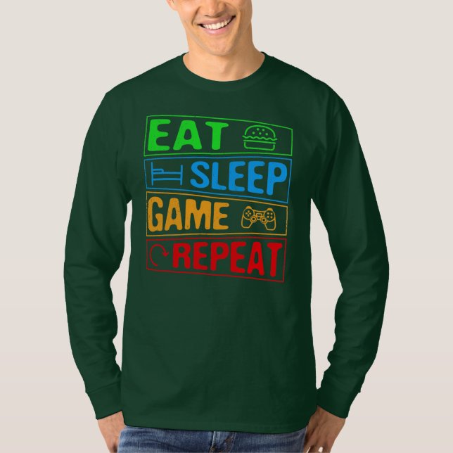 T-shirt Jeu Manger Dormir Jeu Répéter Cadeau Multijoueur (Devant)