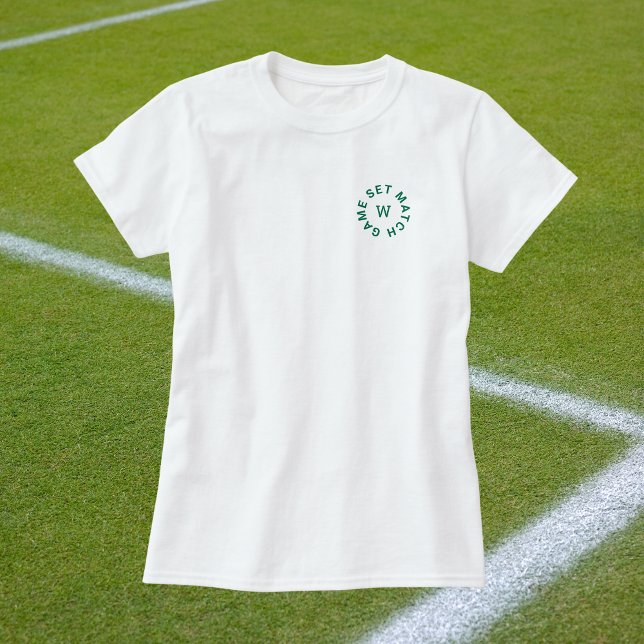 T-shirt Jeu Match Monogramme Vert Femme Tennis Whites (Créateur téléchargé)