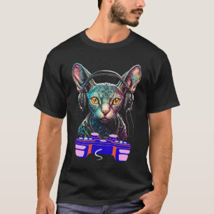 T-shirt Jeu Sphynx Joueur de chat Animal Vidéo Joueur Homm