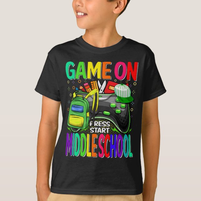 T-shirt Jeu Sur Le Jeu Du Premier Jour Au Moyen-Scolaire (Devant)