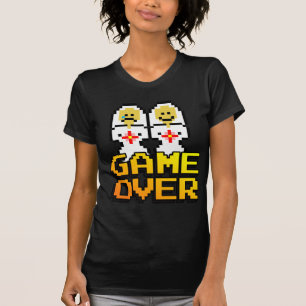 T-shirt Jeu sur le mariage (lesbienne, 8 bits)