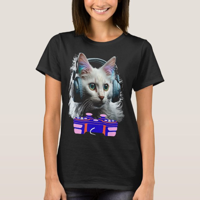 T-shirt Jeu Turc Angora Chat Joueur Animal Vidéo Jeu (Devant)