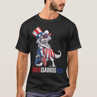 T-shirt Jeu vidéo 4 juillet T Rex Dinosaur