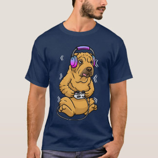 T-shirt Jeu vidéo de chien Shar Pei Joueur de jeux vidéo F