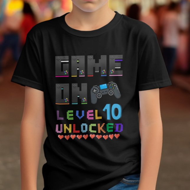 T-shirt Jeu vidéo déverrouillé de niveau 10 pour enfants (Créateur téléchargé)