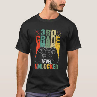 T-shirt Jeu vidéo déverrouillé de niveau 3e année vintage